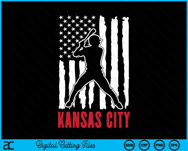 Vintage Kansas City American Flag Distressed Baseball SVG PNG Digital Cutting Files