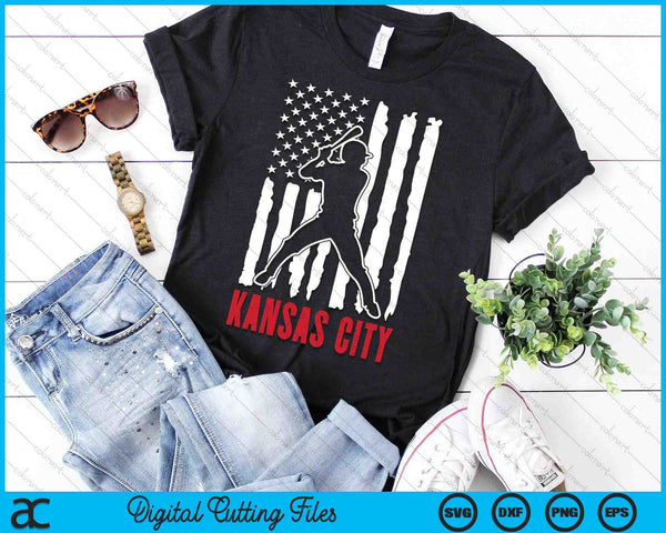 Vintage Kansas City American Flag Distressed Baseball SVG PNG Digital Cutting Files