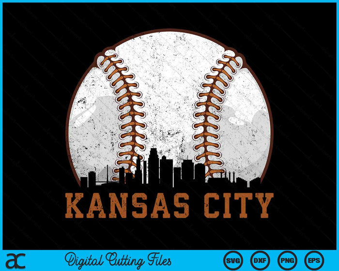 Vintage Kansas City Cityscape Baseball SVG PNG Digital Printable Files Vintage Kansas City Cityscape Baseball SVG PNG Digital Printable Files