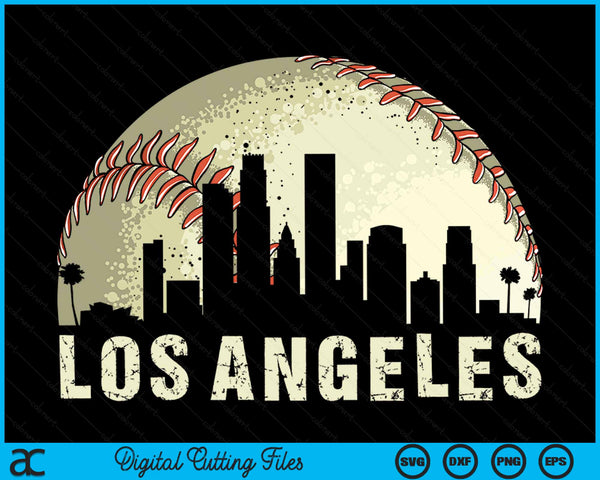 Vintage Los Angeles Cityscape Baseball Lover SVG PNG Cutting Printable Files