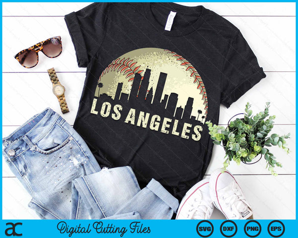 Vintage Los Angeles Cityscape Baseball Lover SVG PNG Cutting Printable Files
