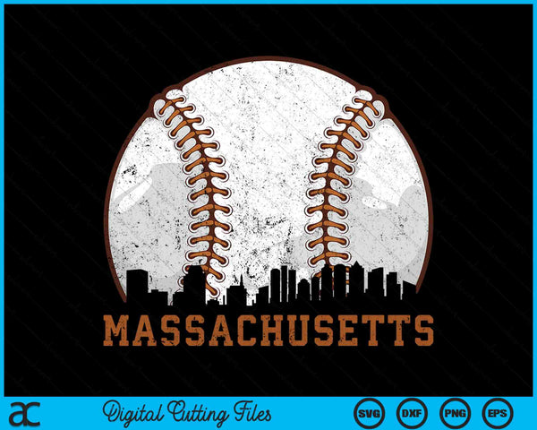 Vintage Massachusetts Cityscape Baseball SVG PNG Digital Printable Files