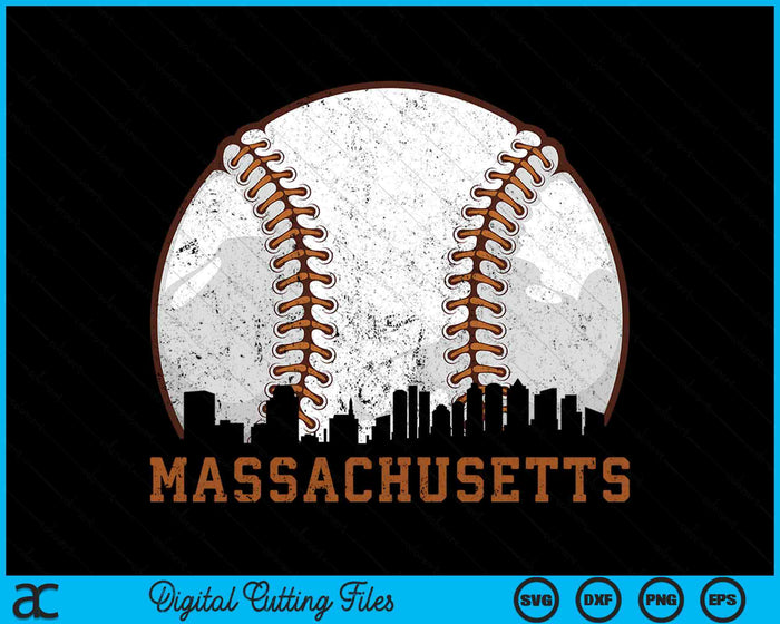 Vintage Massachusetts Cityscape Baseball SVG PNG Digital Printable Files Vintage Massachusetts Cityscape Baseball SVG PNG Digital Printable Files