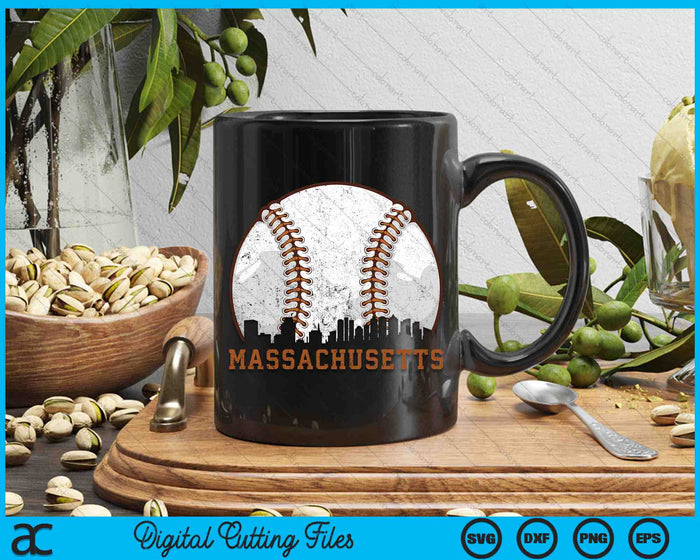 Vintage Massachusetts Cityscape Baseball SVG PNG Digital Printable Files Vintage Massachusetts Cityscape Baseball SVG PNG Digital Printable Files