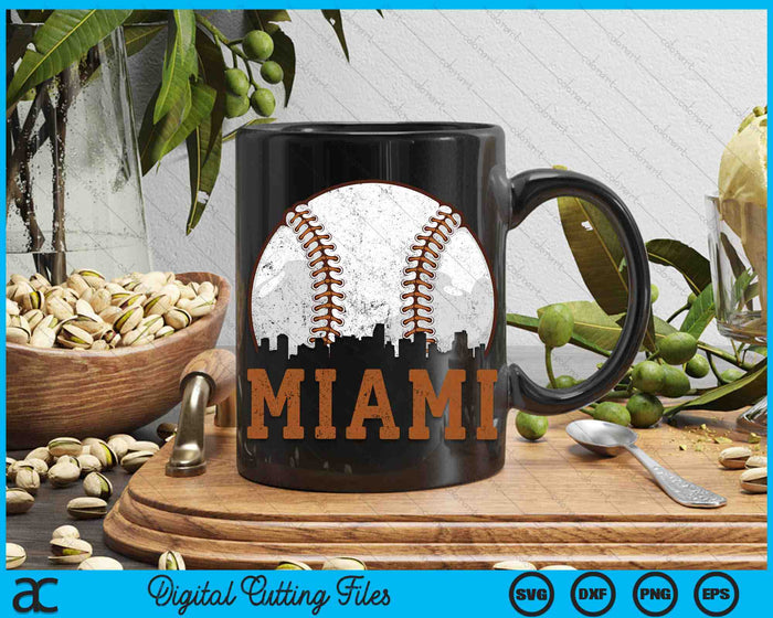 Vintage Miami Cityscape Baseball SVG PNG Digital Printable Files Vintage Miami Cityscape Baseball SVG PNG Digital Printable Files