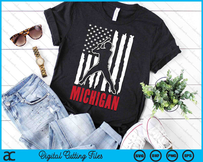 Vintage Michigan American Flag Distressed Baseball SVG PNG Digital Cutting Files Vintage Michigan American Flag Distressed Baseball SVG PNG Digital Cutting Files