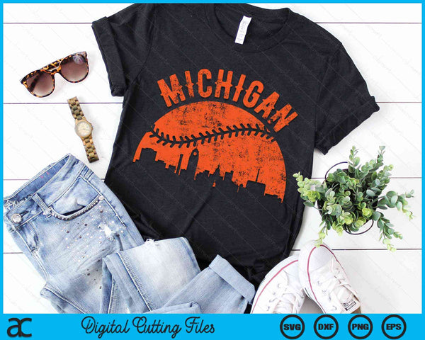 Vintage Michigan honkbal SVG PNG digitale snijbestanden