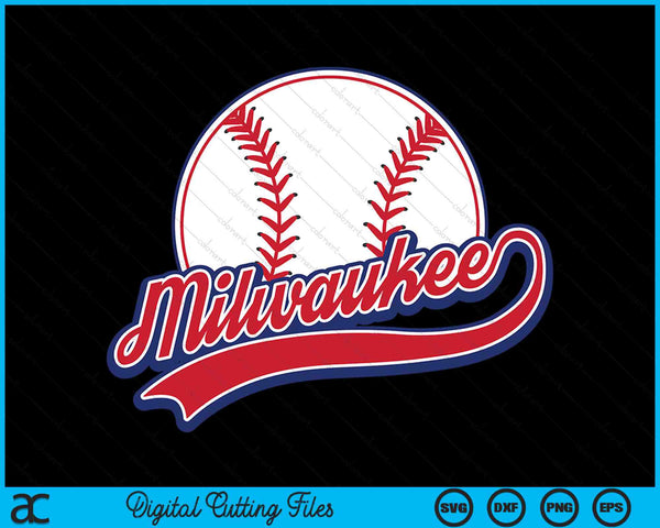 Vintage Milwaukee Cityscape Baseball SVG PNG Digital Cutting Files