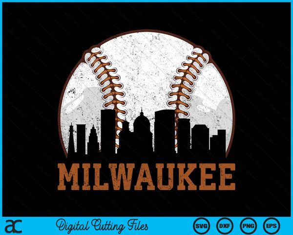 Vintage Milwaukee Cityscape Baseball SVG PNG Digital Printable Files