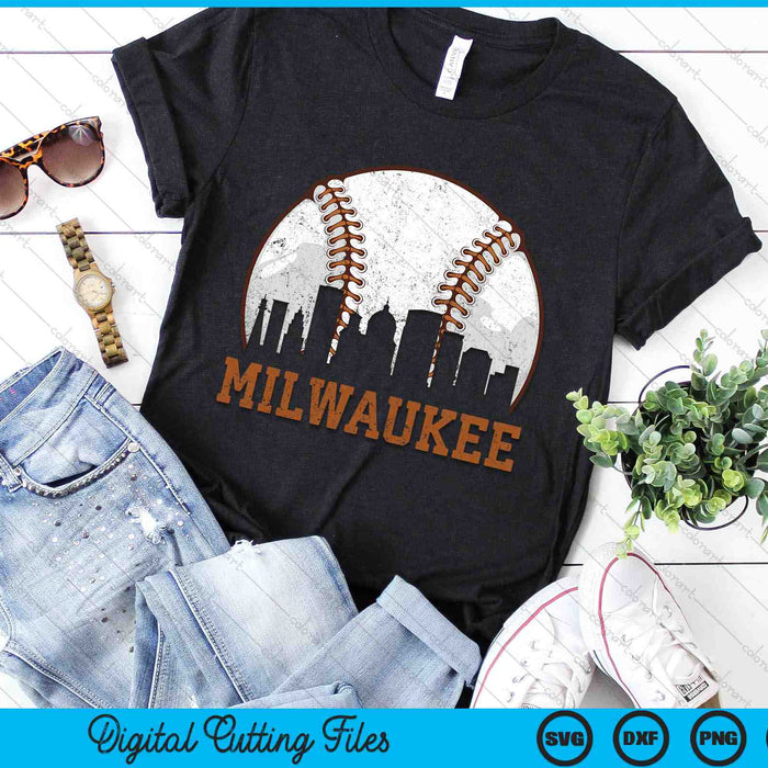 Vintage Milwaukee Cityscape Baseball SVG PNG Digital Printable Files Vintage Milwaukee Cityscape Baseball SVG PNG Digital Printable Files