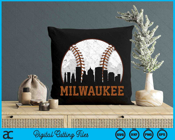 Vintage Milwaukee Cityscape Baseball SVG PNG Digital Printable Files Vintage Milwaukee Cityscape Baseball SVG PNG Digital Printable Files