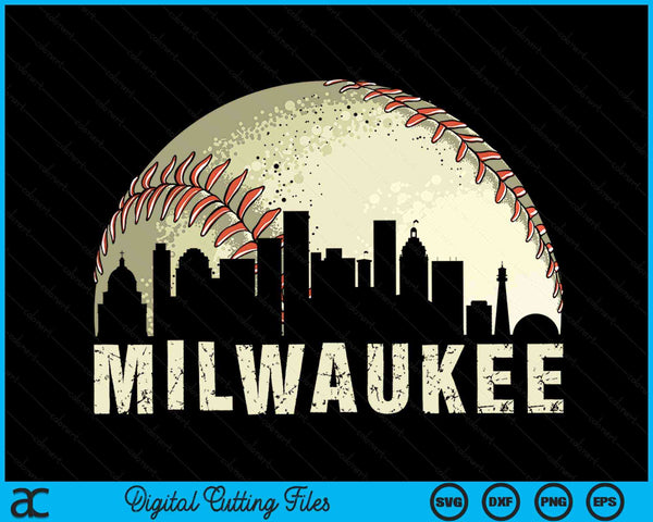 Vintage Milwaukee Cityscape Baseball Lover SVG PNG Digital Cutting Files