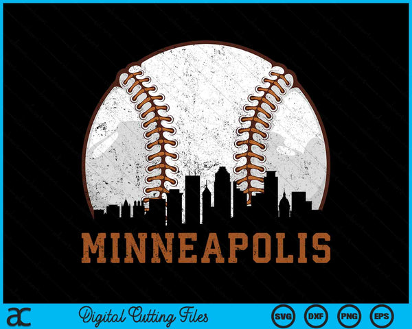 Vintage Minneapolis Cityscape Baseball SVG PNG Digital Printable Files