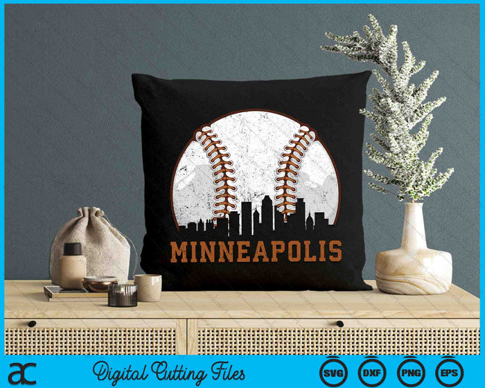 Vintage Minneapolis Cityscape Baseball SVG PNG Digital Printable Files Vintage Minneapolis Cityscape Baseball SVG PNG Digital Printable Files