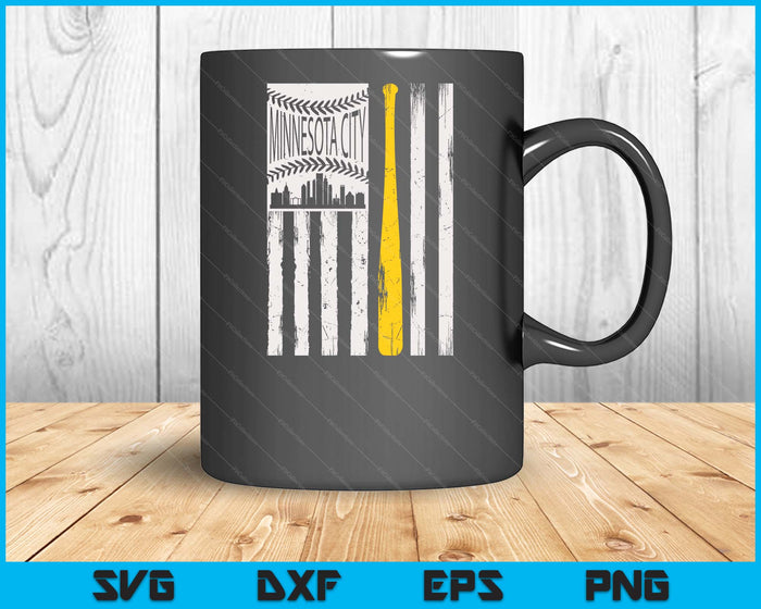 Vintage Minnesota City Baseball Flag  Patriotic Baseball SVG PNG Digital Cutting Files Vintage Minnesota City Baseball Flag  Patriotic Baseball SVG PNG Digital Cutting Files