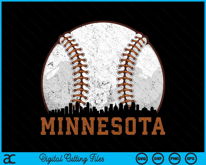 Vintage Minnesota Cityscape Baseball SVG PNG Digital Printable Files Vintage Minnesota Cityscape Baseball SVG PNG Digital Printable Files