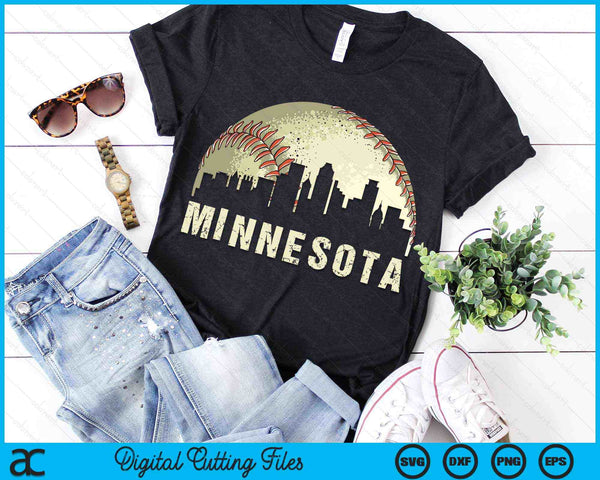 Vintage Minnesota Cityscape Baseball Lover SVG PNG Cutting Printable Files