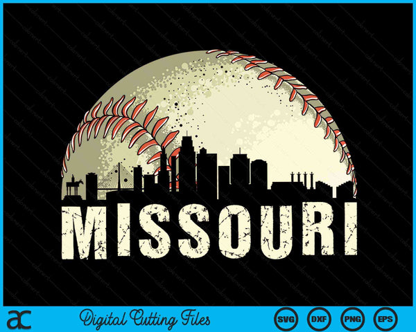 Vintage Missouri Cityscape Baseball Lover SVG PNG Digital Cutting Files