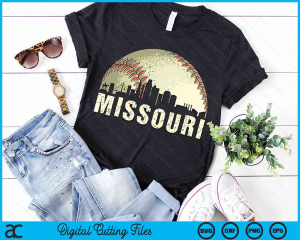 Vintage Missouri Cityscape Baseball Lover SVG PNG Digital Cutting Files