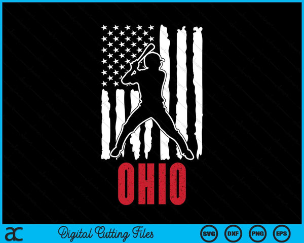 Vintage Ohio American Flag Distressed Baseball SVG PNG Digital Cutting Files