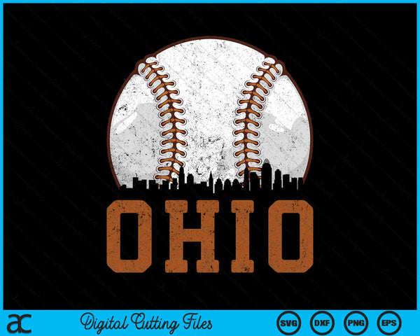 Vintage Ohio Cityscape Baseball SVG PNG Digital Printable Files