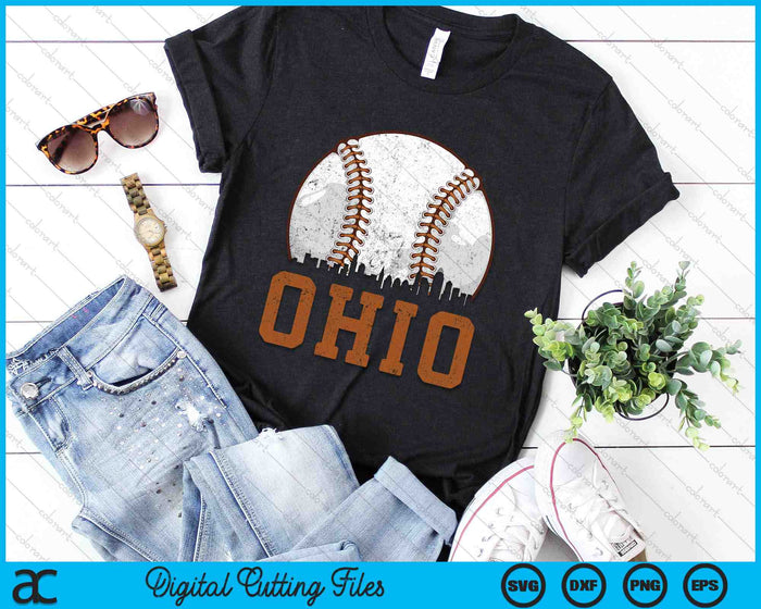 Vintage Ohio Cityscape Baseball SVG PNG Digital Printable Files Vintage Ohio Cityscape Baseball SVG PNG Digital Printable Files