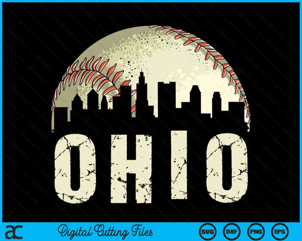 Vintage Ohio Cityscape Baseball Lover SVG PNG Cutting Printable Files