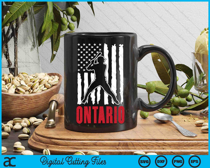 Vintage Ontario American Flag Distressed Baseball SVG PNG Digital Cutting Files Vintage Ontario American Flag Distressed Baseball SVG PNG Digital Cutting Files
