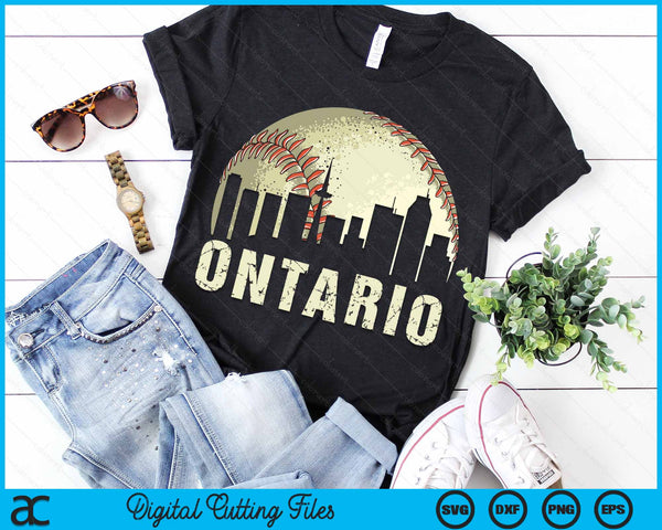 Vintage Ontario Cityscape Baseball Lover SVG PNG Cutting Printable Files
