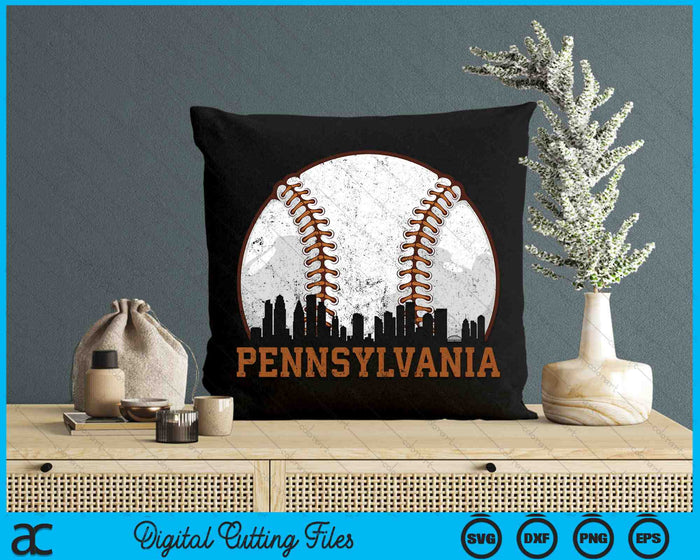 Vintage Pennsylvania Cityscape Baseball SVG PNG Digital Printable Files Vintage Pennsylvania Cityscape Baseball SVG PNG Digital Printable Files