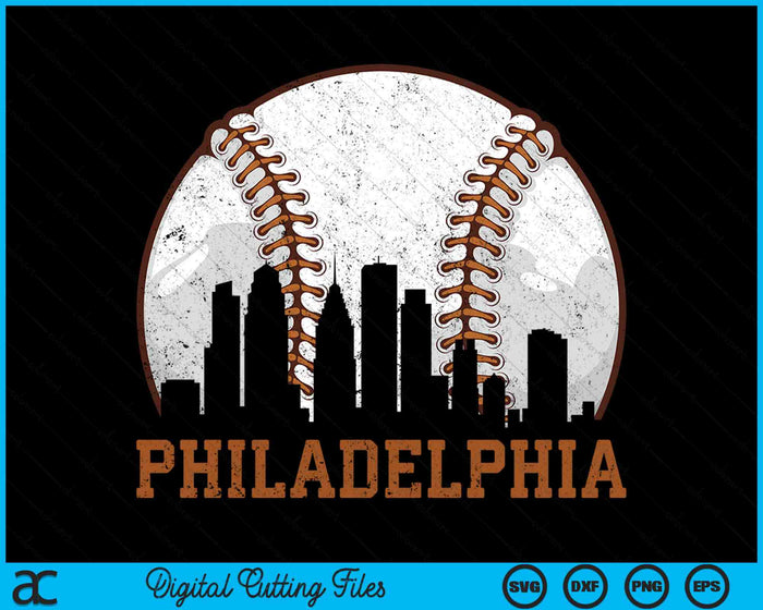 Vintage Philadelphia Cityscape Baseball SVG PNG Digital Printable Files Vintage Philadelphia Cityscape Baseball SVG PNG Digital Printable Files