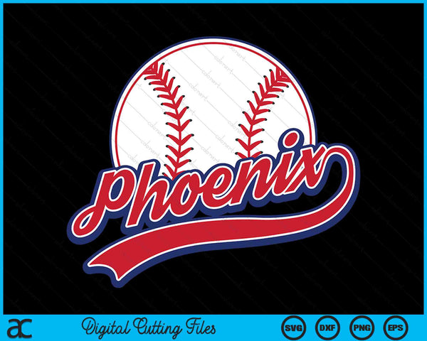 Vintage Phoenix Cityscape Baseball SVG PNG Digital Cutting Files