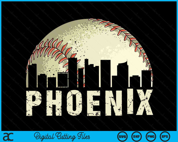 Vintage Phoenix Cityscape Baseball Lover SVG PNG Digital Cutting Files