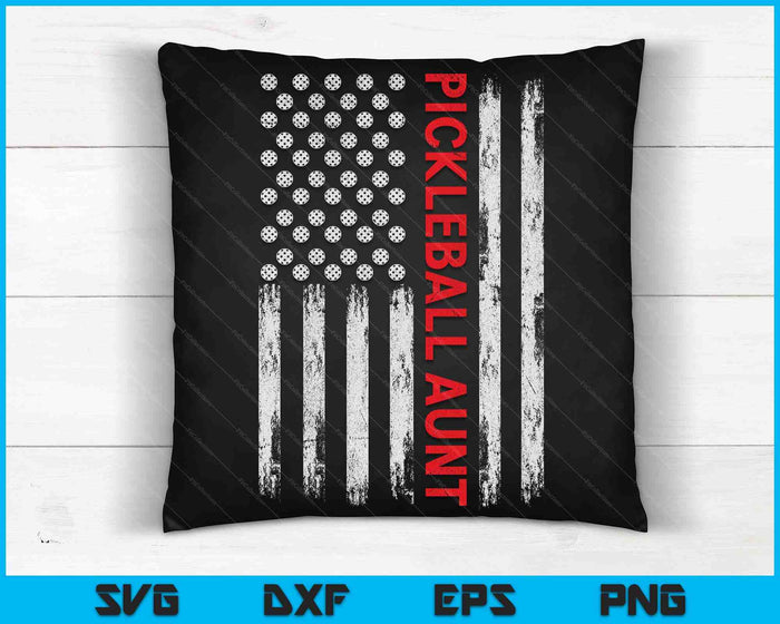 Vintage Pickleball Aunt USA Flag SVG PNG Digital Printable Files Vintage Pickleball Aunt USA Flag SVG PNG Digital Printable Files