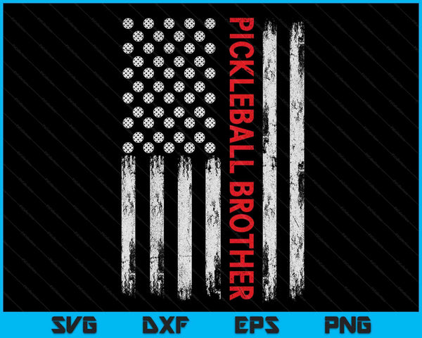 Vintage Pickleball Brother USA Flag SVG PNG Digital Printable Files