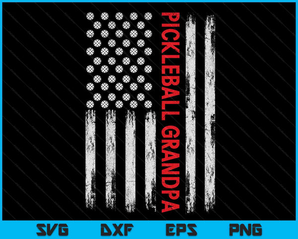 Vintage Pickleball Grandpa USA Flag SVG PNG Digital Printable Files