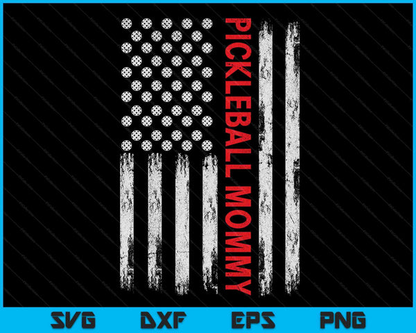 Vintage Pickleball Mommy USA Flag SVG PNG Digital Printable Files