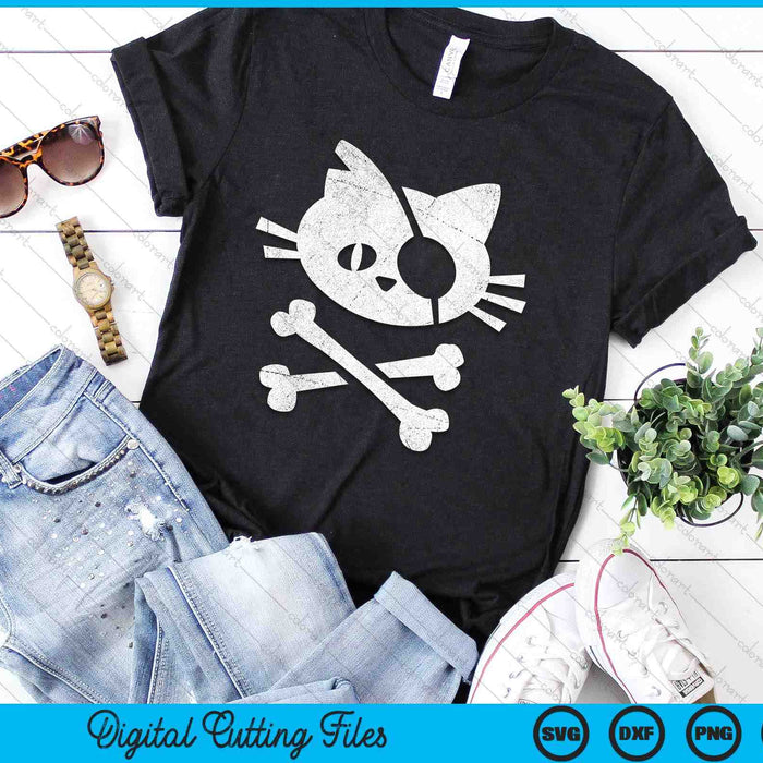 Vintage Pirate Cat Kitten Halloween Skull Cross Bones SVG PNG Digital Printable Files Vintage Pirate Cat Kitten Halloween Skull Cross Bones SVG PNG Digital Printable Files