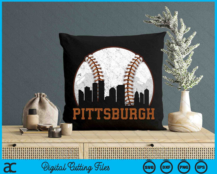 Vintage Pittsburgh Cityscape Baseball SVG PNG Digital Printable Files Vintage Pittsburgh Cityscape Baseball SVG PNG Digital Printable Files