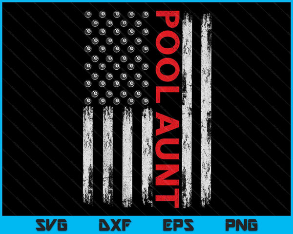 Vintage Pool Aunt USA Flag SVG PNG Digital Cutting Files