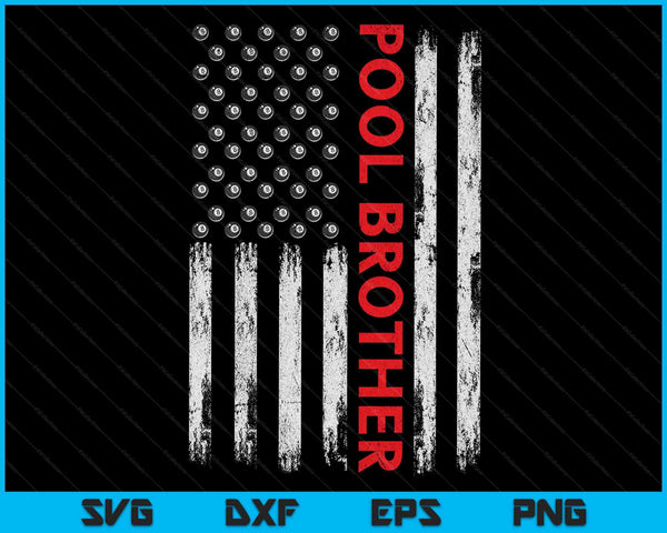 Vintage Pool Brother USA Flag SVG PNG Digital Cutting Files