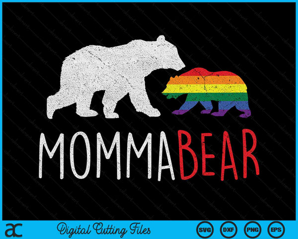 Vintage Rainbow Mama Bear Hug Love Support Parent Pride LGBT SVG PNG Digital Cutting Files