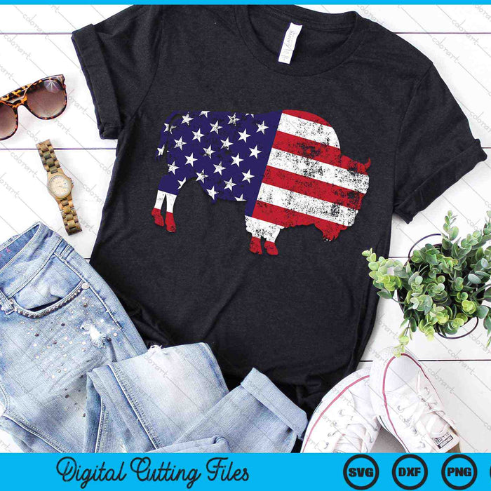 Vintage Bison Amerikaanse vlag Buffalo eenvoudige SVG PNG digitale snijbestanden Vintage Bison Amerikaanse vlag Buffalo eenvoudige SVG PNG digitale snijbestanden