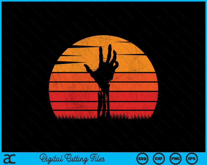 Vintage Retro Sunset Halloween Zombie Hand Scary Costume SVG PNG Digital Cutting Files Vintage Retro Sunset Halloween Zombie Hand Scary Costume SVG PNG Digital Cutting Files