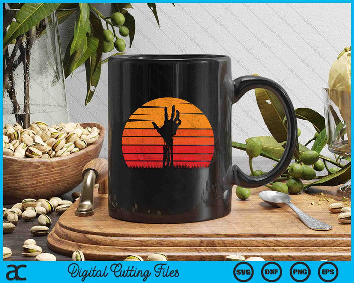 Vintage Retro Sunset Halloween Zombie Hand Scary Costume SVG PNG Digital Cutting Files Vintage Retro Sunset Halloween Zombie Hand Scary Costume SVG PNG Digital Cutting Files