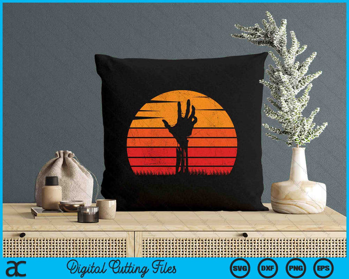 Vintage Retro Sunset Halloween Zombie Hand Scary Costume SVG PNG Digital Cutting Files Vintage Retro Sunset Halloween Zombie Hand Scary Costume SVG PNG Digital Cutting Files