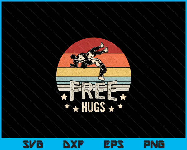 Vintage Retro Wrestling Funny Free Hugs Wrestling SVG PNG Digital Printable Files