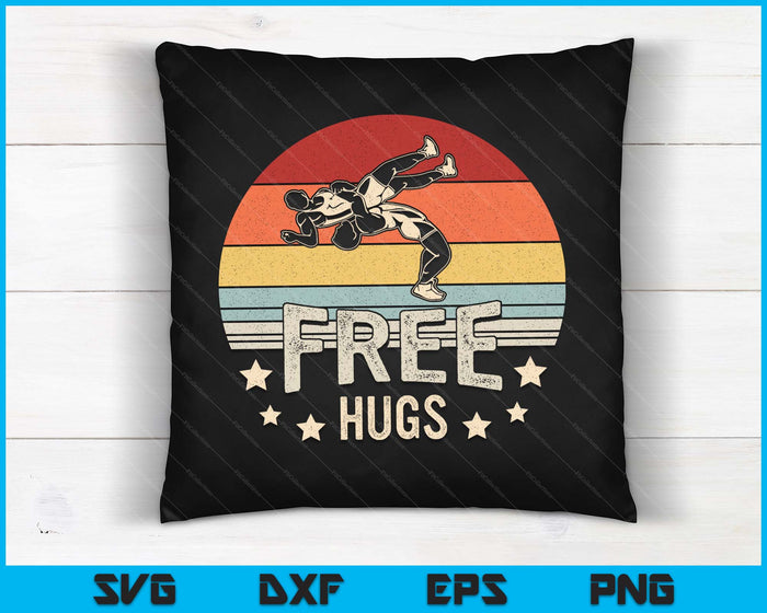 Vintage Retro Wrestling Funny Free Hugs Wrestling SVG PNG Digital Printable Files