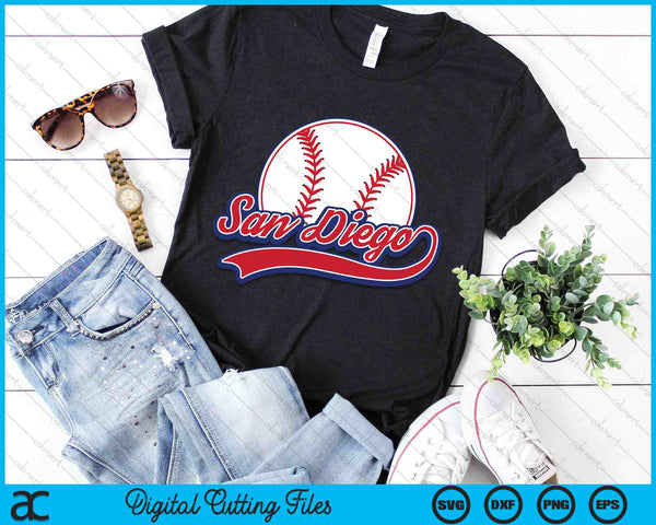 Vintage San Diego Cityscape Baseball SVG PNG Digital Cutting Files