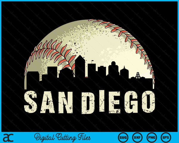 Vintage San Diego Cityscape Baseball Lover SVG PNG Digital Cutting Files